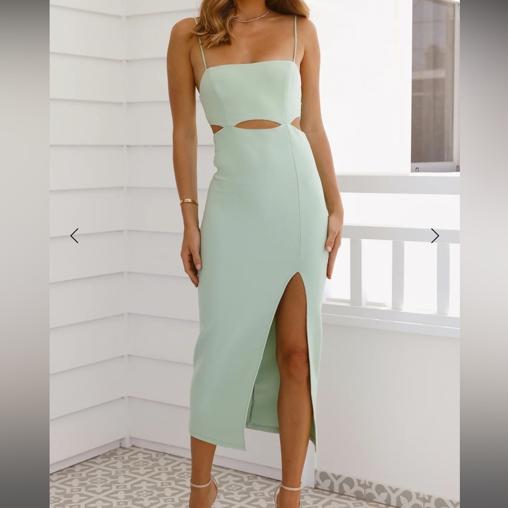 Mint Green Cutout Midi Dress